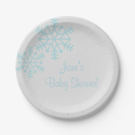 Blauwgroen Snowflake Baby shower Papieren Borden Papieren Bordje