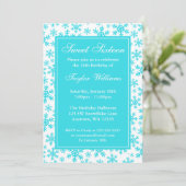 Blauwgroen Snowflake Border Winter Wonderland Swee Kaart (Staand voorkant)