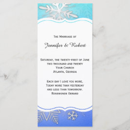 Blauwgroen Snowflake Bracket Winter Wedding Progra Programmakaart
