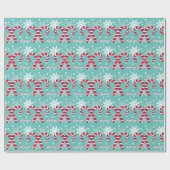 Blauwgroen Snowflake Candy Cane Gift Cadeaupapier (Vlak)