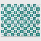 Blauwgroen Snowflake Checkered Pattern-feestdag Cadeaupapier (Vlak)