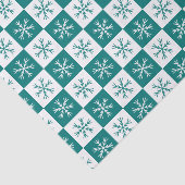 Blauwgroen Snowflake Checkered Pattern-feestdag Tissuepapier (Detail)