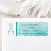 Blauwgroen Snowflake en MG Awareness Ribbon Etiket (Insitu)