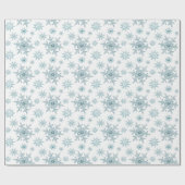 Blauwgroen Snowflake-kerstpatroonschitterij Cadeaupapier (Vlak)