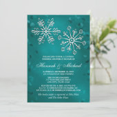 BLAUWGROEN SNOWFLAKE KOPPELS WEDDING SHOWER KAART (Staand voorkant)