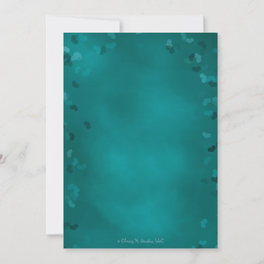 BLAUWGROEN SNOWFLAKE KOPPELS WEDDING SHOWER KAART (Achterkant)