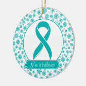 Blauwgroen Snowflake Ovarian Cancer Ornament (Links)