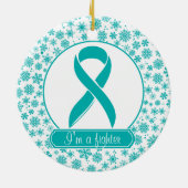 Blauwgroen Snowflake Ovarian Cancer Ornament (Achterkant)