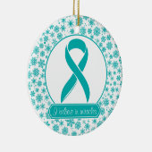 Blauwgroen Snowflake Ovarian Cancer Ornament (Rechts)