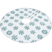 Blauwgroen Snowflake Pattern White kerstboomrok Kerstboom Rok (Gekanteld)