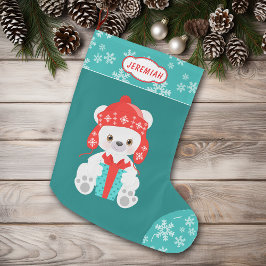 Blauwgroen Snowflake Polar-Beer Grote Kerstsok