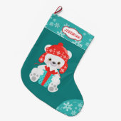 Blauwgroen Snowflake Polar-Beer Grote Kerstsok (Voorkant (Hangend))