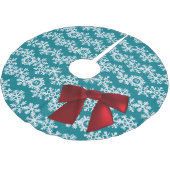 Blauwgroen Snowflake Red Bow kerstboomrok Kerstboom Rok (Gekanteld)