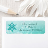 Blauwgroen Snowflake retouradreslabel Etiket (Insitu)