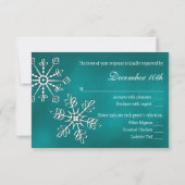 Blauwgroen Snowflake Weddenschap RSVP-reactiekaart RSVP Kaartje (Achterkant)