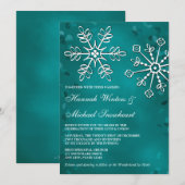 Blauwgroen Snowflake Wedding-uitvindingen Kaart (Voorkant / Achterkant)
