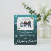 Blauwgroen Snowflakes Flat Holiday-fotokaart Feestdagenkaart (Staand voorkant)