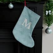Blauwgroen Snowflakes Monogrammen kerststooking Grote Kerstsok