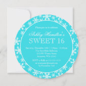 Blauwgroen Snowflakes Sweet 16 Winter Wonderland R Kaart (Voorkant)