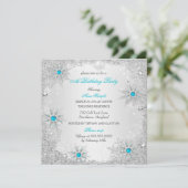 Blauwgroen Snowflakes Winter Wonderland Birthday P Kaart (Staand voorkant)