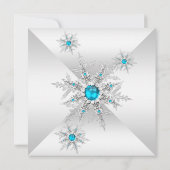 Blauwgroen Snowflakes Winter Wonderland Birthday P Kaart (Achterkant)