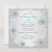 Blauwgroen Snowflakes Winter Wonderland Birthday P Kaart (Voorkant)