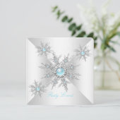  Blauwgroen Snowflakes Winter Wonderland Partij Kaart (Staand voorkant)
