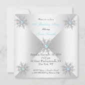  Blauwgroen Snowflakes Winter Wonderland Partij Kaart (Achterkant)