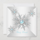  Blauwgroen Snowflakes Winter Wonderland Partij Kaart (Voorkant)