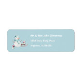 Blauwgroen Snowman Aangepast Retour Adres Vakantie Etiket (Voorkant)