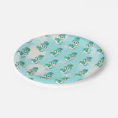 Blauwgroen Snowman en Snowflakes kerstvakantie Papieren Bordje (Gekanteld)