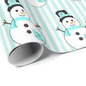 Blauwgroen Snowman Holiday - kerstcadeaus Cadeaupapier (Rol Hoek)