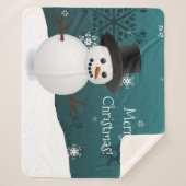 Blauwgroen Snowman Winter Kerstmis Sherpa Blanket Sherpa Deken (Voorkant)