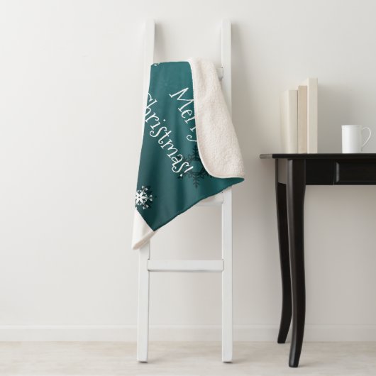 Blauwgroen Snowman Winter Kerstmis Sherpa Blanket Sherpa Deken (In situ)