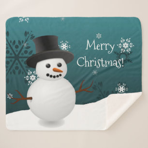 Blauwgroen Snowman Winter Kerstmis Sherpa Blanket Sherpa Deken
