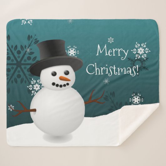 Blauwgroen Snowman Winter Kerstmis Sherpa Blanket Sherpa Deken (Voorkant (horizontaal))