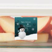 Blauwgroen Snowman Winter Scene kerstcadeaulabel Labels (Aangebracht)
