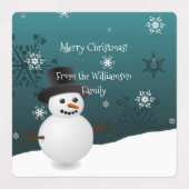 Blauwgroen Snowman Winter Scene kerstcadeaulabel Labels (Design 1)
