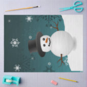 Blauwgroen Snowman Winter Scene-kerstcadeaupapier Tissuepapier (Craft)