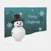 Blauwgroen Snowman Winter Scene Kerstmis Blanket Fleece Deken (Voorkant (Horizontaal))