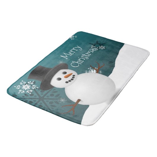 Blauwgroen Snowman Winter Scene Kerstmis — Mat (Gekanteld)