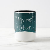 Blauwgroen Snowman Winter Scene Kerstmis Mok (Center)