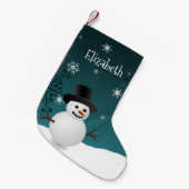 Blauwgroen Snowman Winter Scene Kerstmis stoppen Kleine Kerstsok (Voorkant (Hangend))