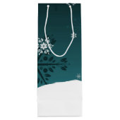 Blauwgroen Snowman Winter Scene Kerstwijn Gift Bag Wijn Cadeautas (Achterkant)