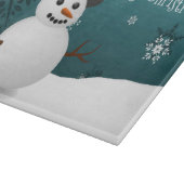 Blauwgroen Snowman Winter Scene met kerstknippen Snijplank (Hoek)
