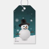 Blauwgroen Snowman Winter Scenery kerstcadeautje L Cadeaulabel (Voorkant)