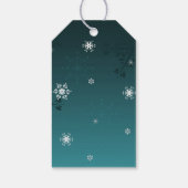 Blauwgroen Snowman Winter Scenery kerstcadeautje L Cadeaulabel (Achterkant)