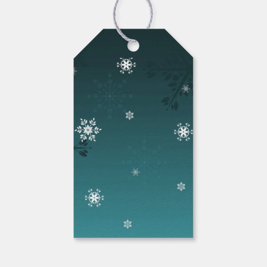 Blauwgroen Snowman Winter Scenery kerstcadeautje L Cadeaulabel (Achterkant)