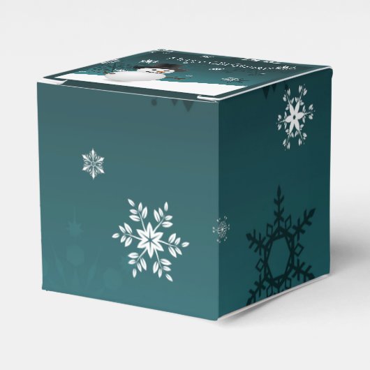 Blauwgroen Snowman Winter Scenery-kerstfeestdoos Bedankdoosjes (Voorkant Zijde)
