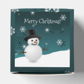 Blauwgroen Snowman Winter Scenery-kerstfeestdoos Bedankdoosjes (Bovenkant)